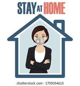 Stay at Home social media banner, Self-quarantine, coronavirus prevention. Vector