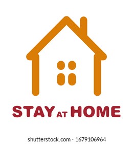 Stay at home social sign with flat style illustration of a home.  Novel coronavirus Covid-19 outbreak. 