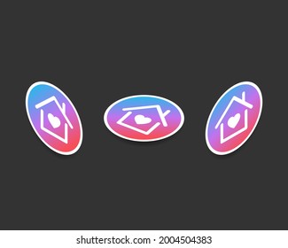Stay home sticker vector icons. House with heart in gradient symbol isometric Vector illustration EPS 10