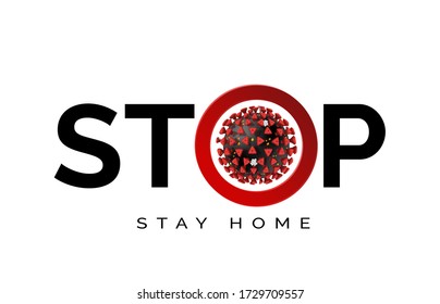 Stay at home, Stop Coronavirus Sign. Covid-19 concept warning banner for Europe