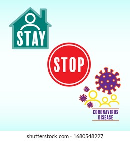 Stay home to stop coronavirus. Vector illustration outline flat design style.