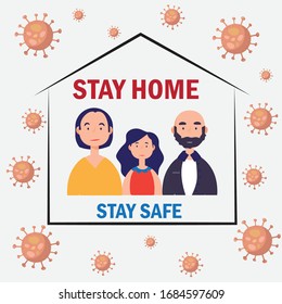 Stay home stop COVID 19 stay safe -vector t-shirt design template. Stay protected from 2019 Pestilence Novel Corona Virus T-shirt. Good for COVID-19 poster and label as well. Fighting corona virus