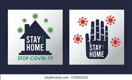 stay at home to stop the covid19 signal vector illustration design