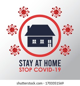 stay at home to stop the covid19 signal vector illustration design