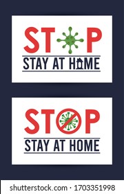stay at home to stop the covid19 signal vector illustration design