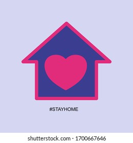 Stay at home symbol, Heart and house for #stayhome social media campaign.