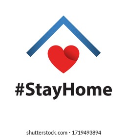 Stay at home symbol. Heart and house pictogram for stayhome social media campaign