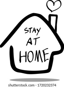 Stay at home symbol with heart and house vector icon. Stayhome campaign for pandemic coronavirus outbreak prevention.