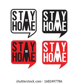 stay home text bubble corona virus sign vector
