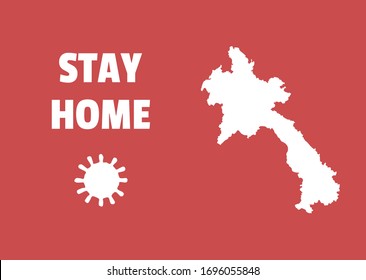 STAY HOME Text with Country Geography of Laos