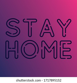 stay home text with gradient purple background