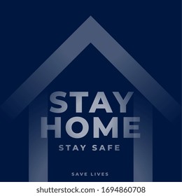 stay at home text with house symbol design