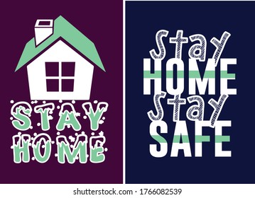 stay home typography t shirt design