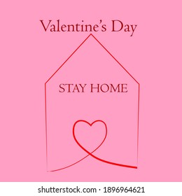 Stay home in valentine's day 2021 vector illustration