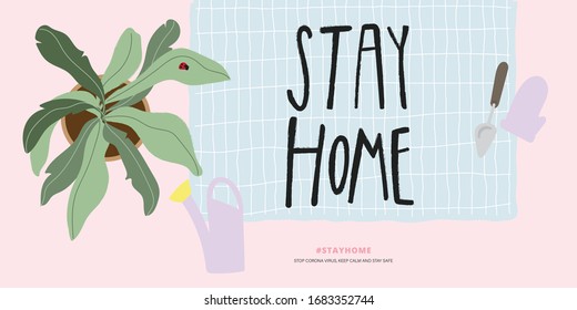 Stay home vector background for corona virus activity at home 