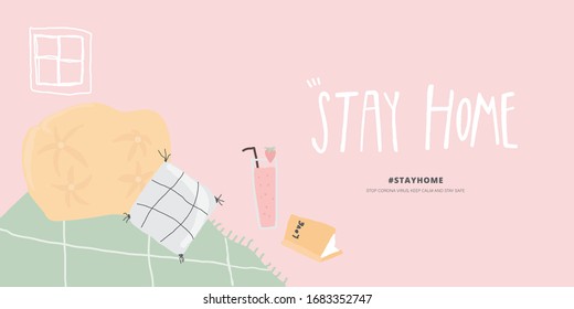 Stay Home Vector Background For Corona Virus Activity At Home 