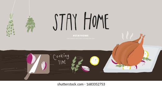 Stay home vector background for corona virus activity at home 