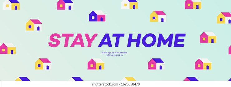 Stay at home vector banner. Work from home concept illustration for epidemic coronavirus Covid -19. Stay home club. Stay safe poster for quarantine. Coronavirus precaution. 10 eps