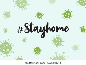 Stay home vector content on a white background. Self isolation emblem for quarantine times. Virus attacks the respiratory tract.