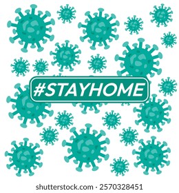 Stay home vector content on a white background. #stayhome background. seamless virus pattern.