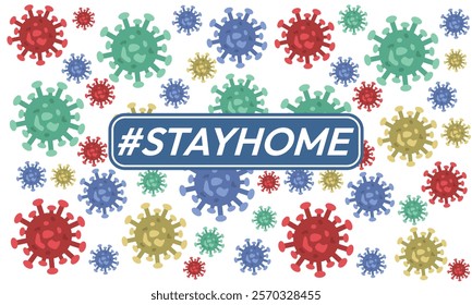 Stay home vector content on a white background. #stayhome background. seamless virus pattern.