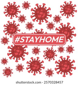 Stay home vector content on a white background. #stayhome background. seamless virus pattern.