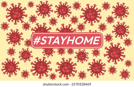 Stay home vector content on a white background. #stayhome background. seamless virus pattern.