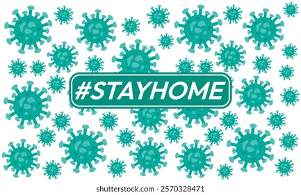 Stay home vector content on a white background. #stayhome background. seamless virus pattern.