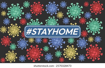 Stay home vector content on a white background. #stayhome background. seamless virus pattern.