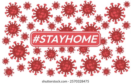 Stay home vector content on a white background. #stayhome background. seamless virus pattern.