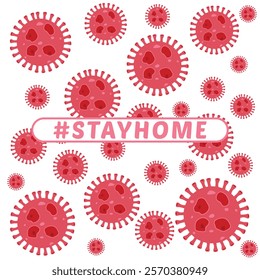 Stay home vector content on a white background. #stayhome background. seamless pattern viruses in background.