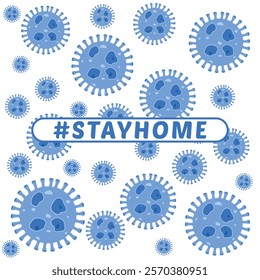 Stay home vector content on a white background. #stayhome background. seamless pattern viruses in background.