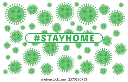 Stay home vector content on a white background. #stayhome background. seamless pattern viruses in background.