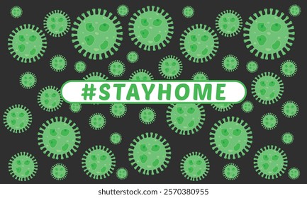 Stay home vector content on a white background. #stayhome background. seamless pattern viruses in background.