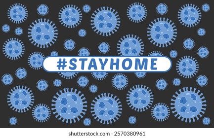 Stay home vector content on a white background. #stayhome background. seamless pattern viruses in background.