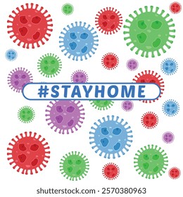 Stay home vector content on a white background. #stayhome background. seamless pattern viruses in background.