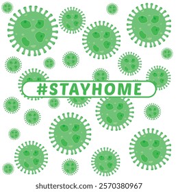 Stay home vector content on a white background. #stayhome background. seamless pattern viruses in background.