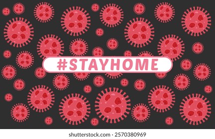 Stay home vector content on a white background. #stayhome background. seamless pattern viruses in background.