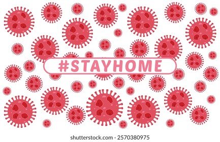 Stay home vector content on a white background. #stayhome background. seamless pattern viruses in background.