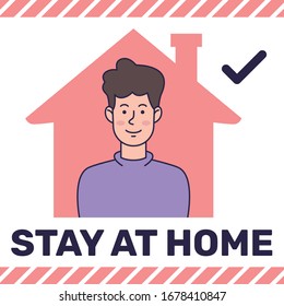 Stay at Home Vector Editable Illustration. Advice. Graphic Design
