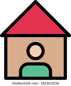 stay home vector flat color icon 