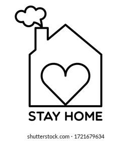 Stay home vector with heart in the middle