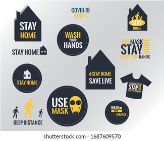 Stay Home vector icon package