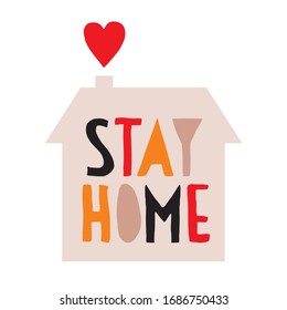 Stay Home Vector Icon. Simple Vector Sign with Simple House and Heart Isolated on a White Background. Stay Home Campaign.