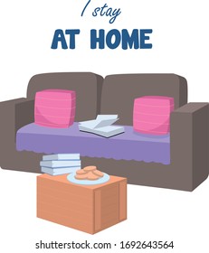I stay at home vector illustration