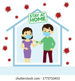 stay at home vector illustration concept, protecting from virus, bacteria and disease