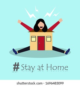 Stay at home vector illustration design, saturation inside the house