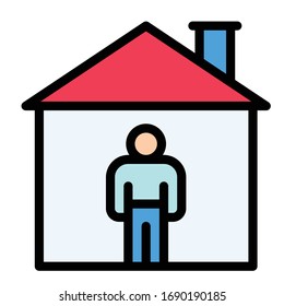 Stay at home vector illustration, filled design icon
