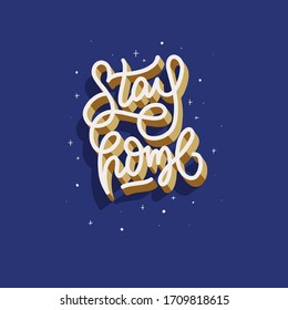 stay home vector lettering sign