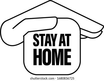 Stay at home vector logo sign. Black and white editable. Warning and safe isolation to avoid pandemic